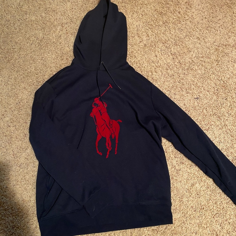 POLO PULL OVER HOODIE (NAVY & RED)